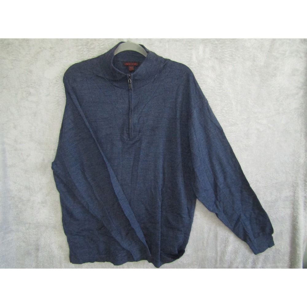 Linea Uomo Men's Blue 3XLT Quarter‎ Zip Long Sleeve Sweater Fisherman Coastal